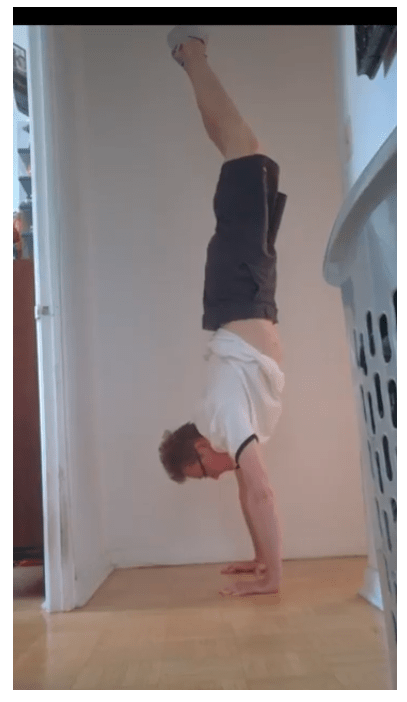 Rad Dyner doing a handstand at almost 50, no gym, day 263 of consecutive handstands, Know Your Worth, The Wellness Sage
